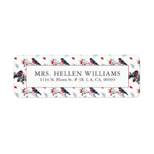Christmas bullfinch & holly seamless pattern