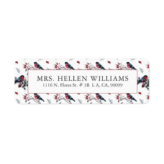 Christmas bullfinch & holly seamless pattern (Front)