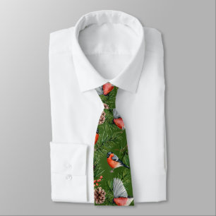 Christmas Bullfinch Pattern  Tie