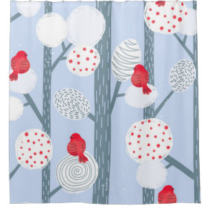 Christmas bullfinches, trees, vintage forest.