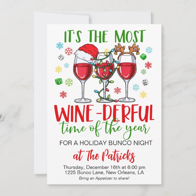 Christmas Bunco Night Party Invitation (Front)