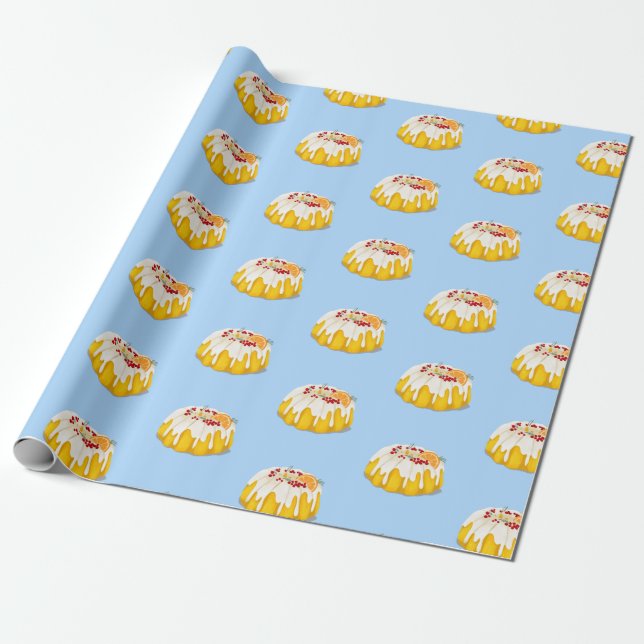 Christmas bundt cake wrapping paper  (Unrolled)