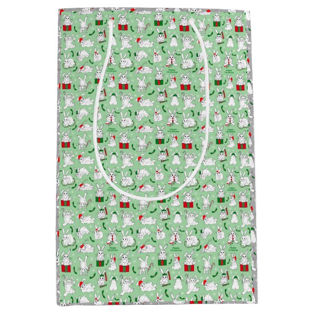 Christmas Bunnies Medium Gift Bag (Front)