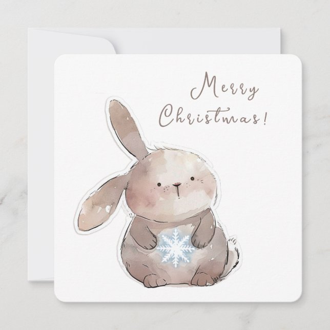 Christmas Bunny and Snowflake, personalized Invitation (Front)