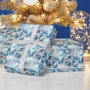 Christmas Bunny and Snowy Owl Wrapping Paper