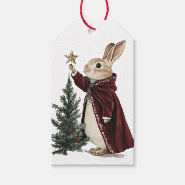 CHRISTMAS BUNNY AND TREE GIFT TAG (Front)