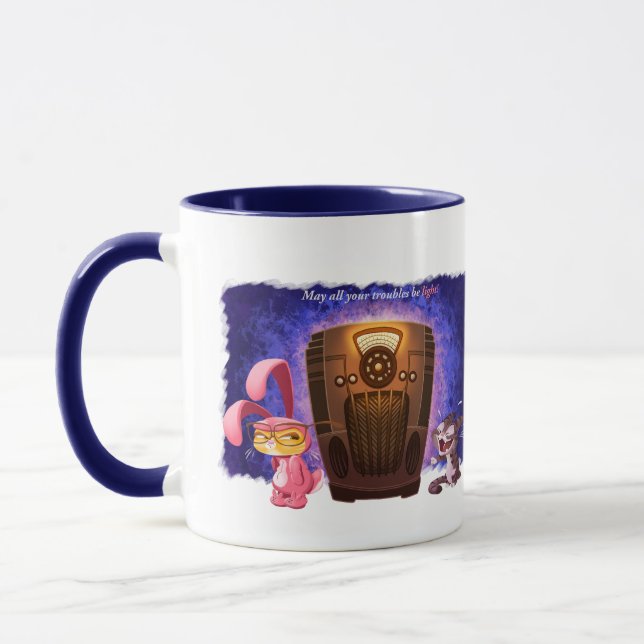 CHRISTMAS BUNNY CATS by Jeff Willis Art Mug (Left)