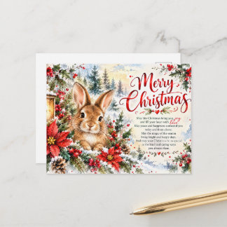 Christmas Bunny – Heartfelt Woodland Watercolour Holiday Postcard