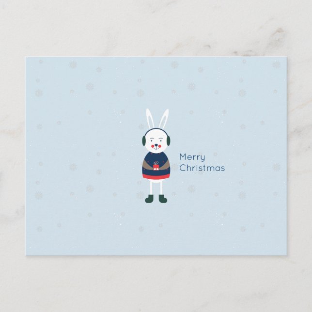 Christmas Bunny Modern Flat Custom Colour EDITABLE Holiday Postcard (Front)