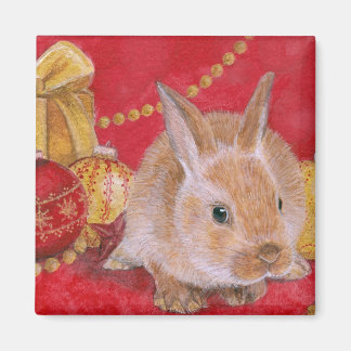 Christmas Bunny Rabit Xmas Ornaments Magnet
