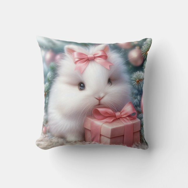 Christmas Bunny Throw Pillow (Front)