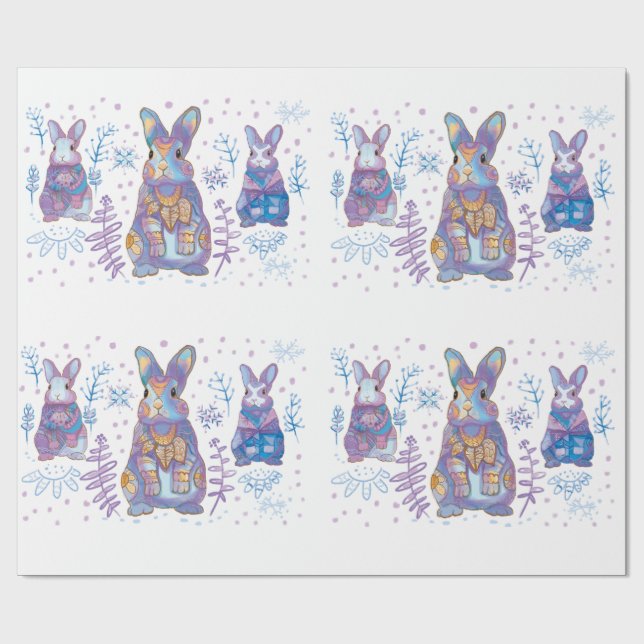Christmas Bunny  Wrapping Paper (Flat)