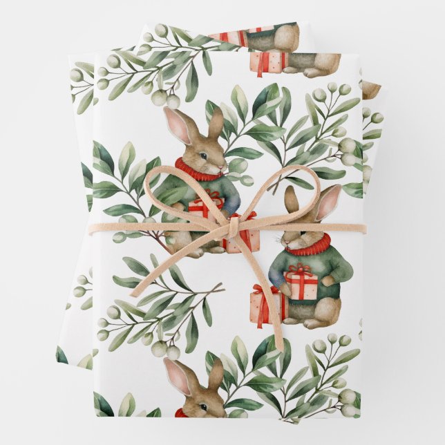 Christmas Bunny Wrapping Paper (In situ)