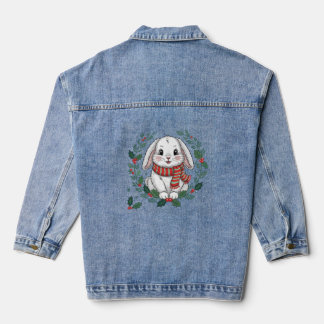 Christmas Bunny Wreath – Cute Festive Holiday Bunn Denim Jacket