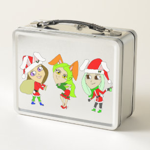 Christmas Bunnygirls Metal Lunch Box