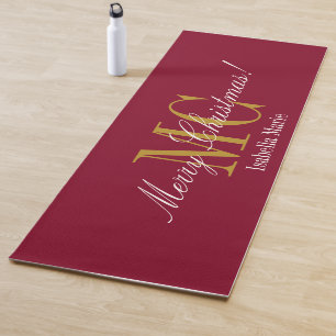 Christmas Burgundy Antique Gold Snow White Custom Yoga Mat