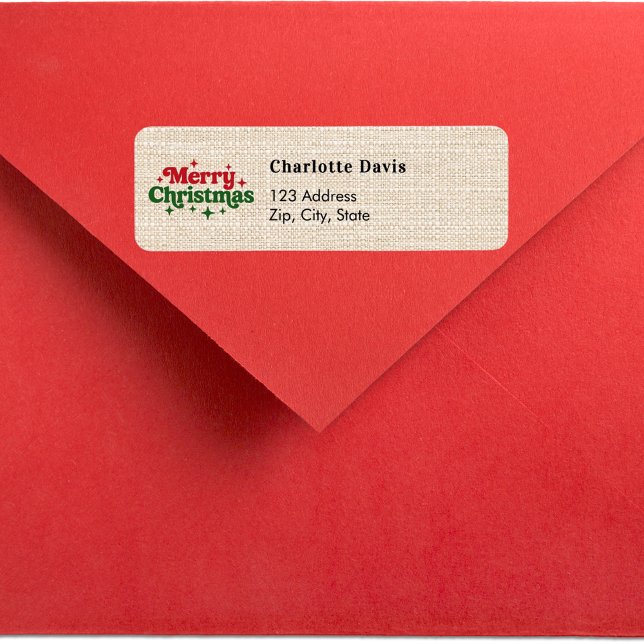 Christmas burlap beige rustic return address  (Creator Uploaded)