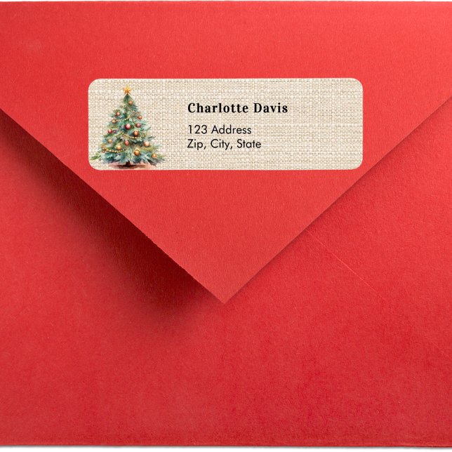 Christmas burlap beige tree rustic return address  (Creator Uploaded)