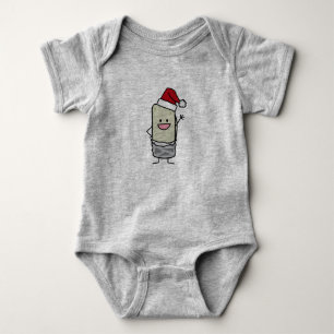 Christmas Burrito Waving Hello Santa Hat Baby Bodysuit