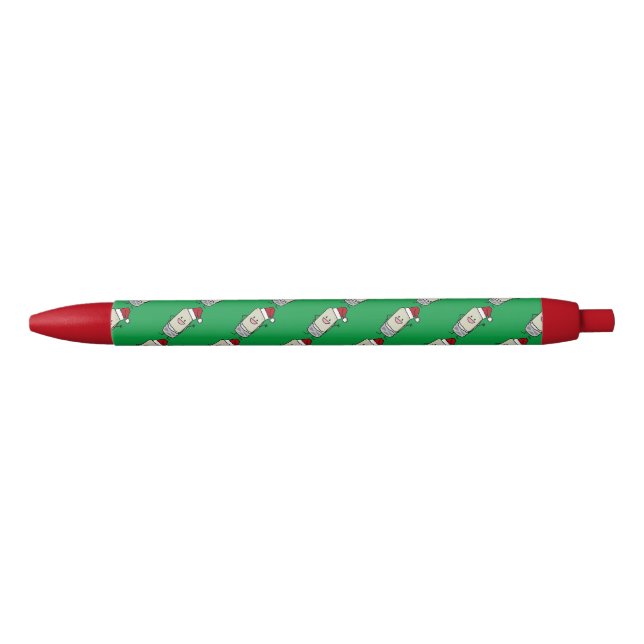 Christmas Burrito Waving Hello Santa Hat Holiday Black Ink Pen (Front)