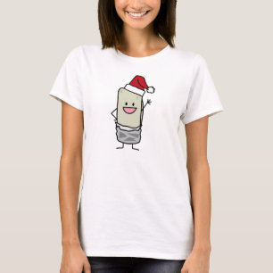 Christmas Burrito Waving Hello Santa Hat T-Shirt