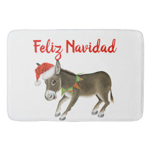 Christmas Burro Feliz Navidad Customizable Bath Mat