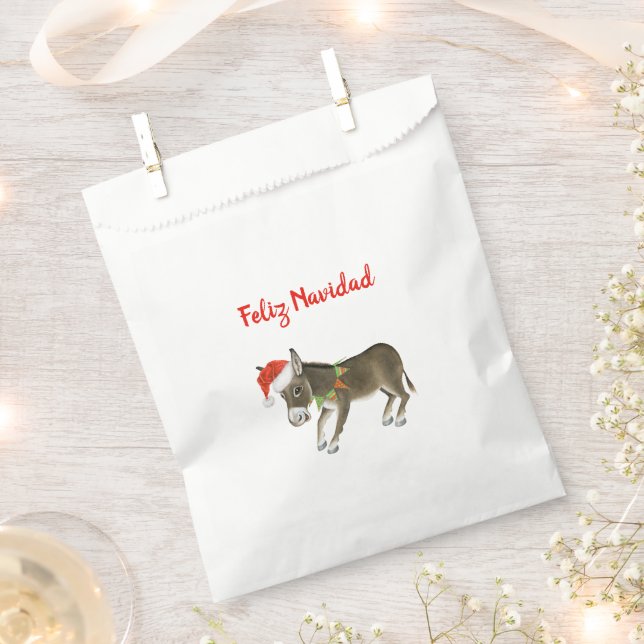 Christmas Burro Feliz Navidad Customizable Favour Bag (Clipped)