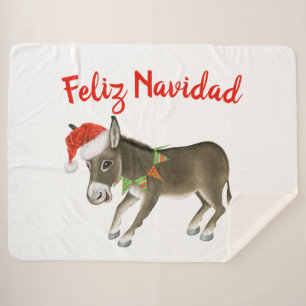 Christmas Burro Feliz Navidad Customizable Sherpa Blanket