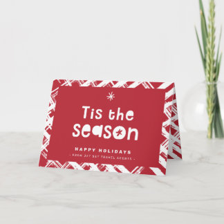 CHRISTMAS BUSINESS THANKS cute tis the season red Thank You Card