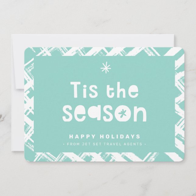 CHRISTMAS BUSINESS THANKS logo tis the season mint Invitation (Front)