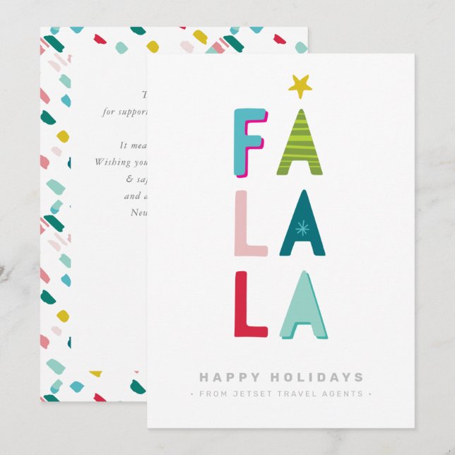 CHRISTMAS BUSINESS THANKS modern typography falala Invitation (Front/Back)