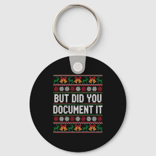Christmas But Did You Doent It Ugly Office Party L Keychain
