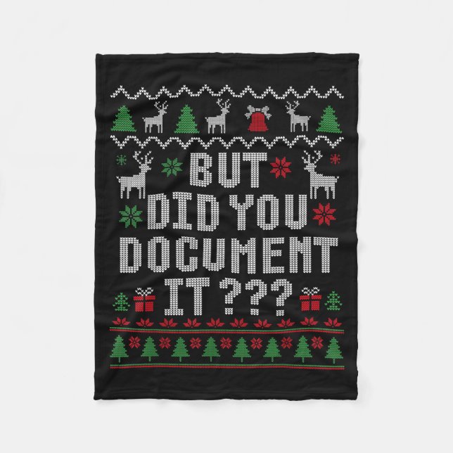 Christmas But Did You Doent It Ugly Office Sweater Fleece Blanket (Front)