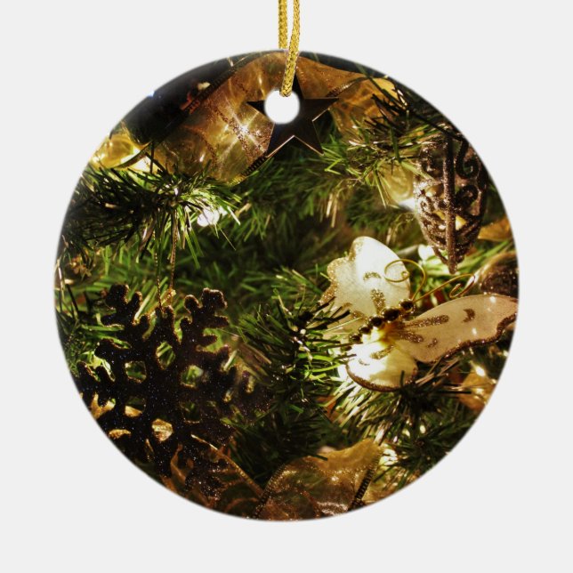 Christmas Butterfly Ceramic Ornament (Front)