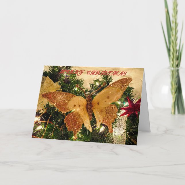 Christmas Butterfly  decorations Holiday Card (Front)