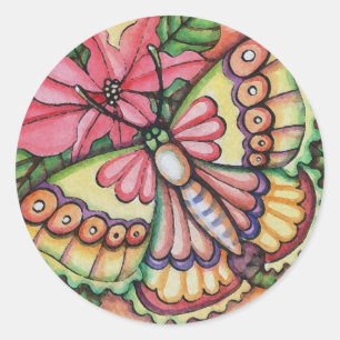 Christmas * Butterfly & Poinsettia *  Sticker