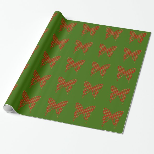Christmas Butterfly Wrapping Paper (Unrolled)