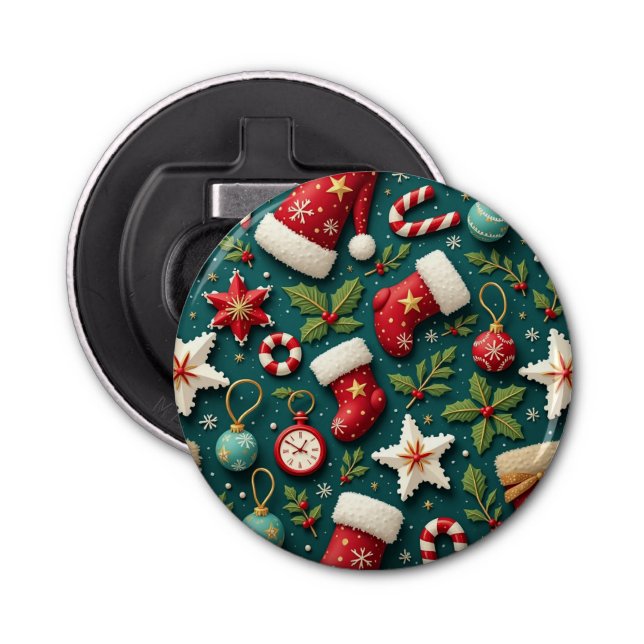 Christmas Button Bottle Opener (Front)