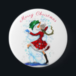 Christmas Button Gift Snowman and Girl Dance<br><div class="desc">Christmas Buttons Gift with Happy Snowman and Girl Dance Tango Christmas Party Funny Design Cartoon Drawing - Choose / Add Your Unique Text / Name / Colour - Make Your Special Button Gift - Resize and move or remove and add elements / text with customization tool ! Drawing and Design...</div>