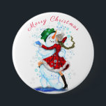 Christmas Button Gift Snowman and Girl Dance<br><div class="desc">Christmas Buttons Gift with Happy Snowman and Girl Dance Tango Christmas Party Funny Design Cartoon Drawing - Choose / Add Your Unique Text / Name / Colour - Make Your Special Button Gift - Resize and move or remove and add elements / text with customization tool ! Drawing and Design...</div>