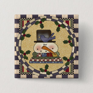 Christmas Button - Winter Snowman