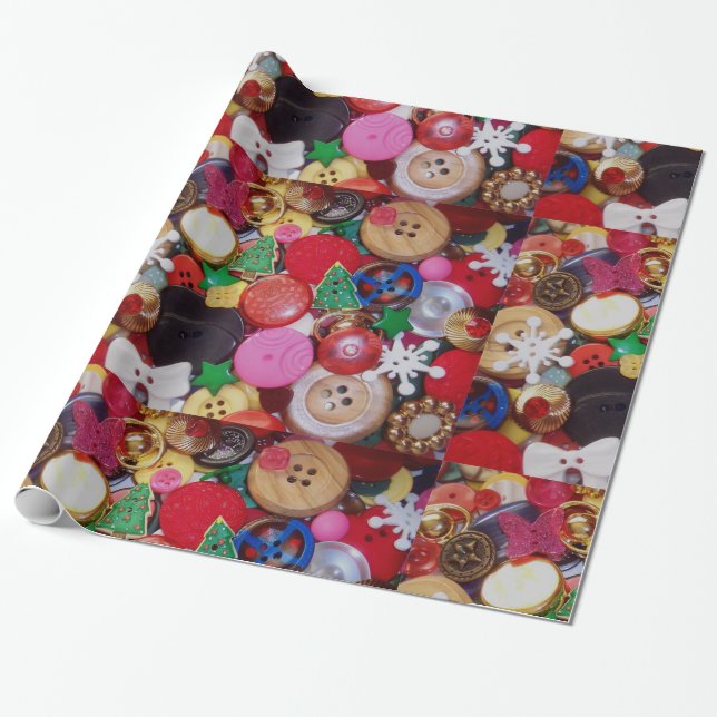 Christmas Button Wrapping Paper (Unrolled)