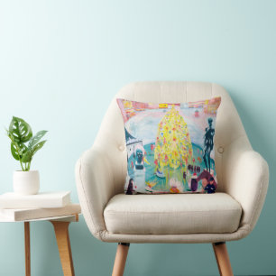 Christmas by Florine Stettheimer Throw Pillow