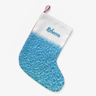 Christmas by the Pool, Poolside Blue Water Small Christmas Stocking