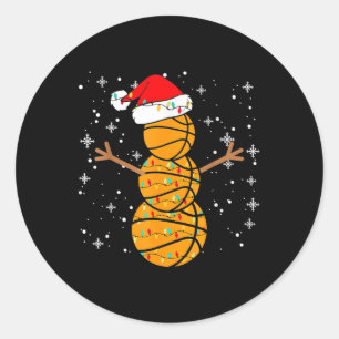 Christmas Bysketbyll Player Snowman Santa Bysketby Classic Round Sticker