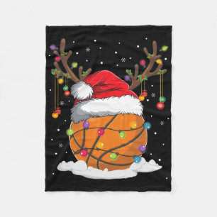 Christmas Bysketbyll Reindeer Fun Santa Hat Xmas K Fleece Blanket