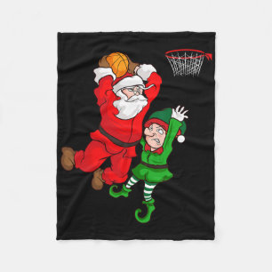 Christmas Bysketbyll Santa Claus Slam Dunk Elf Fun Fleece Blanket