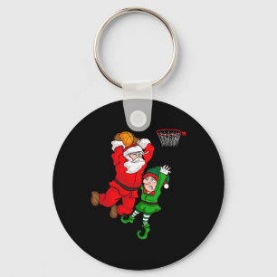 Christmas Bysketbyll Santa Claus Slam Dunk Elf Fun Keychain