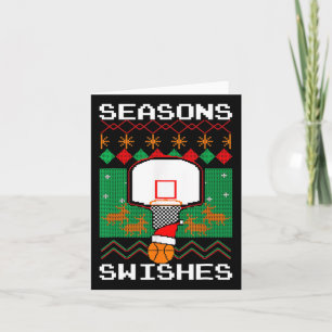 Christmas Bysketbyll Seasons Swishes Xmas Ugly Card