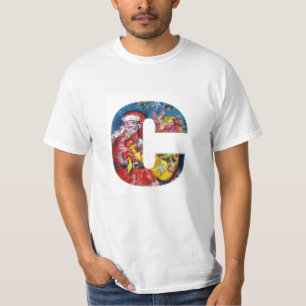 CHRISTMAS C LETTER  / SANTA  WITH GIFTS MONOGRAM T-Shirt